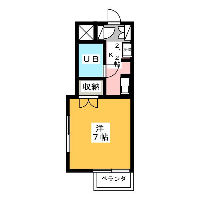 ラディーナ滝山(1K/2階)の間取り写真