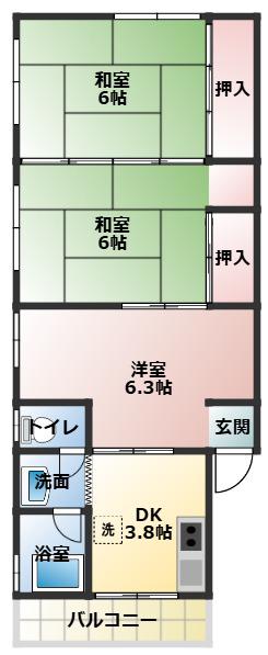 東宝ハイツII(3DK/2階)の間取り写真