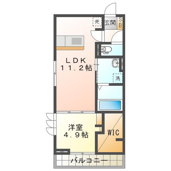 グランドネーフルときわII(1LDK/2階)の間取り写真