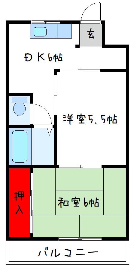 メゾンアーク(2DK/2階)の間取り写真
