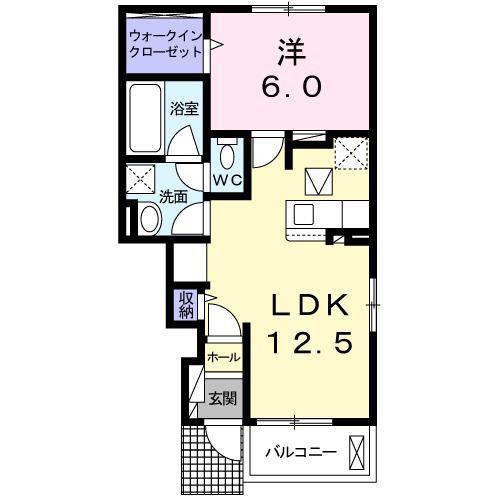 クレメント桜の町(1LDK/1階)の間取り写真