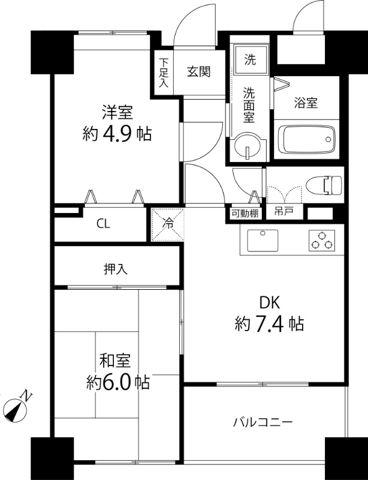 マルジューマンション(2DK/7階)の間取り写真