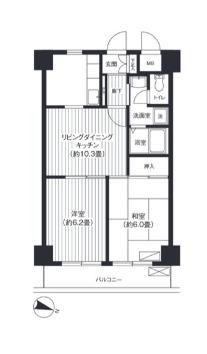 スカイフォーラム小岩(2LDK/10階)の間取り写真