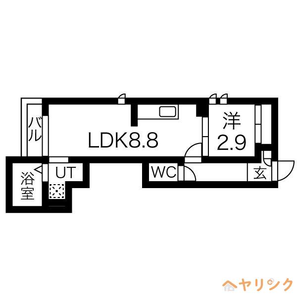 GRANDTIC LUKE瓢箪山(1LDK/2階)の間取り写真