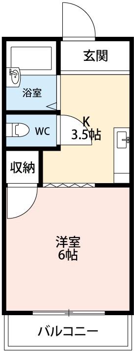 ハイツリバーイーストII(1K/2階)の間取り写真