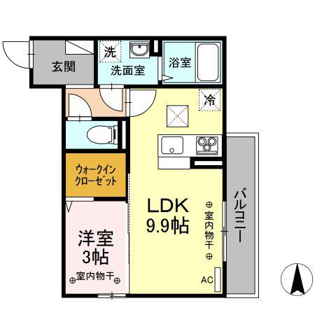ナゴミエル/エミアス ナゴミエル(1LDK/1階)の間取り写真