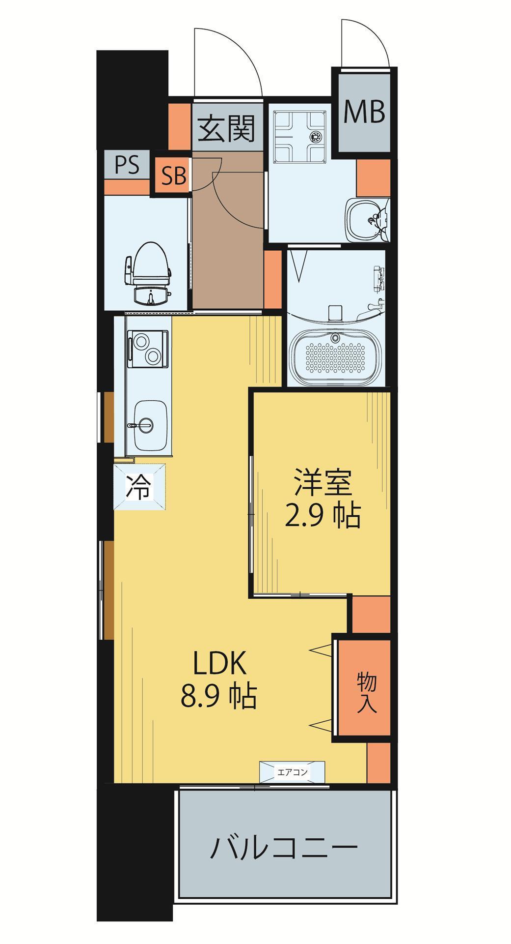 シェルグランデ広瀬橋(1LDK/7階)の間取り写真