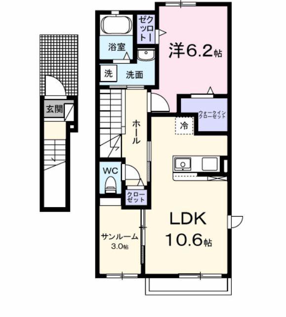 フォーリーフ クローバーズ(1LDK/2階)の間取り写真