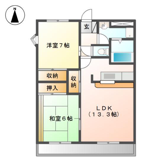 プロニティ五反田(2LDK/2階)の間取り写真