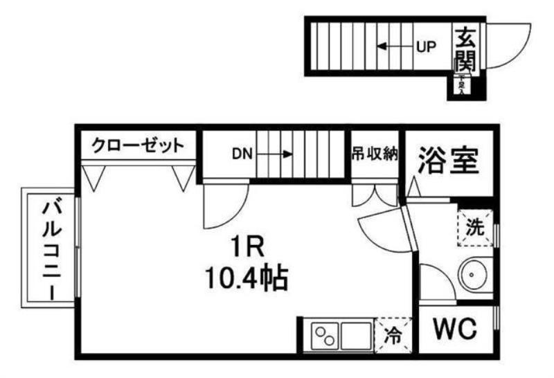 エミール連坊(ワンルーム/2階)の間取り写真