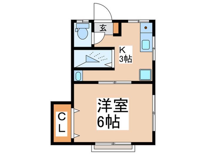 安田荘(1K/2階)の間取り写真