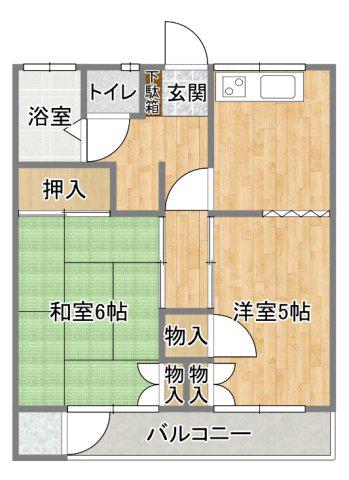 小宅アパート(2DK/2階)の間取り写真