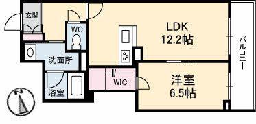 グランベレオ林道駅前(1LDK/3階)の間取り写真