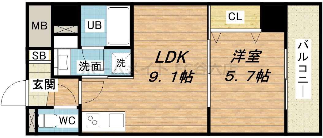 インテリジェンス御堂(1LDK/8階)の間取り写真