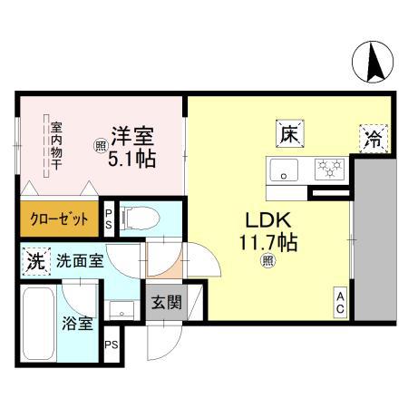 WEALTH JOTO II(1LDK/1階)の間取り写真