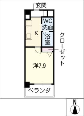 ジュネス弘洋(1K/2階)の間取り写真