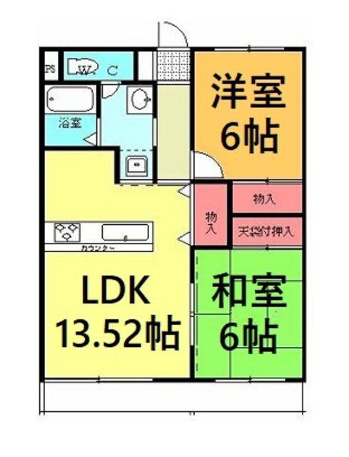ロイヤル島田(2LDK/3階)の間取り写真