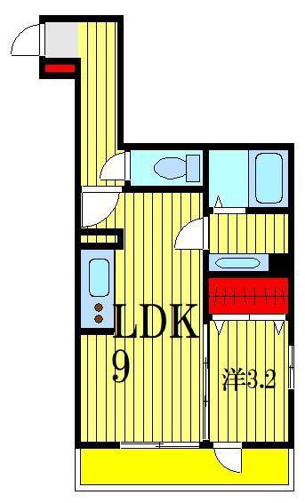 ガルデ妙典(1LDK/1階)の間取り写真