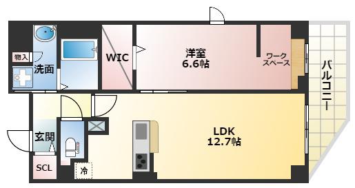 ELYSION天王寺(1LDK/2階)の間取り写真