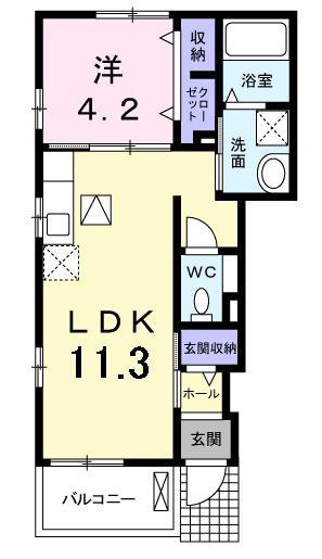 アリエッタII(1LDK/1階)の間取り写真
