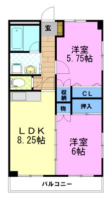 サンホークハイツ(2DK/2階)の間取り写真