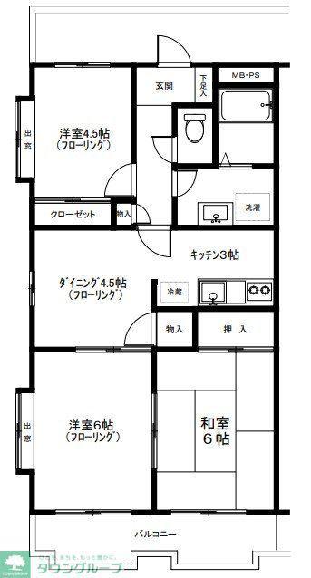 第二浅羽野ハイツ(3DK/2階)の間取り写真