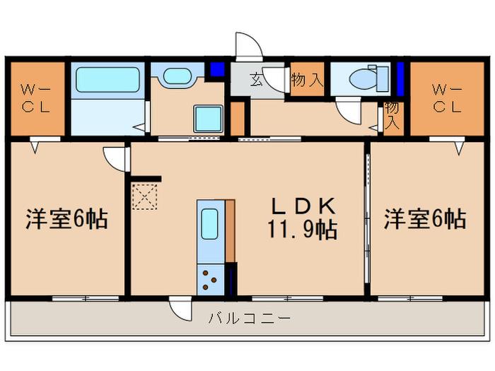 リート623 W(2LDK/2階)の間取り写真