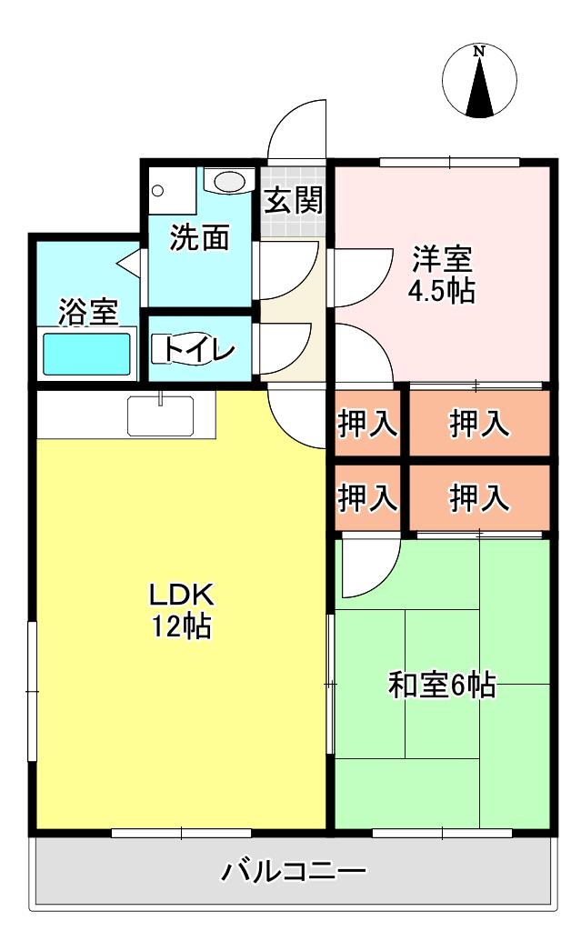 メゾンド・ジュネス(2LDK/1階)の間取り写真