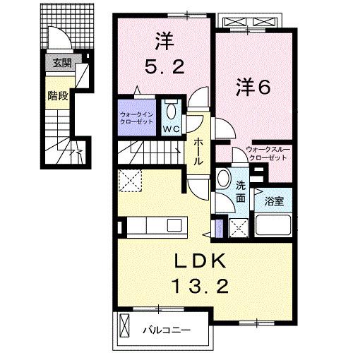 フィデール・ソウB(2LDK/2階)の間取り写真