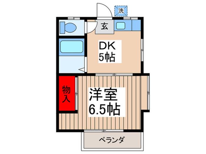 ハウスイシイ(1DK/2階)の間取り写真