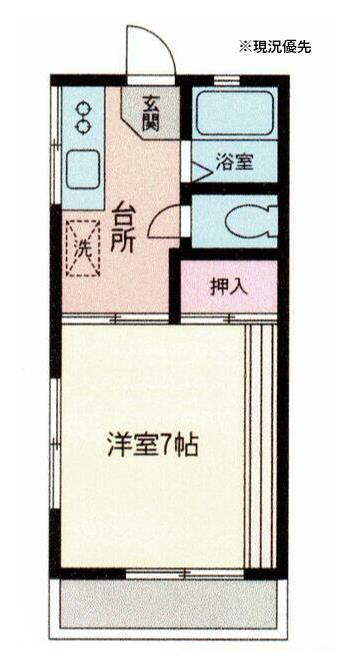 コーポラス八木下第2A(1K/1階)の間取り写真