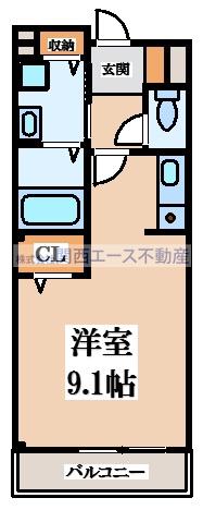 サンセール(1K/1階)の間取り写真