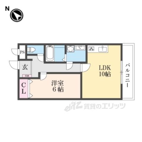 グランコスモ交野(1LDK/3階)の間取り写真