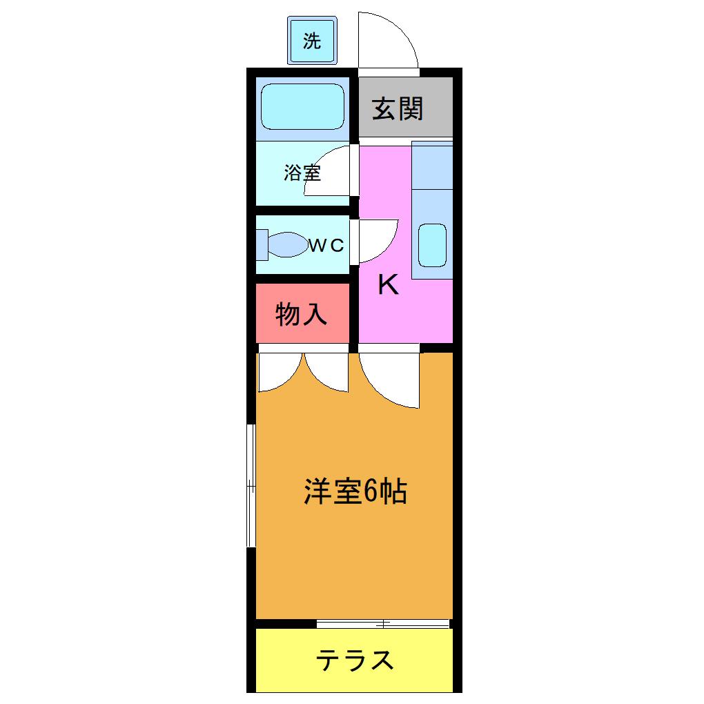 サンハイツニシノ(1K/1階)の間取り写真