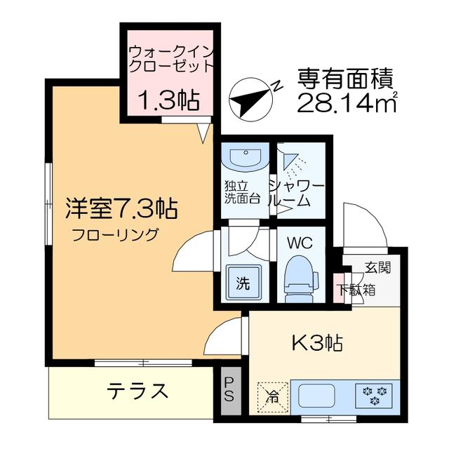 パステルコート矢野(1K/1階)の間取り写真