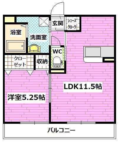 ソルフローラ(1LDK/1階)の間取り写真