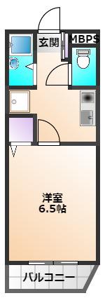 ファミール河野(1K/2階)の間取り写真