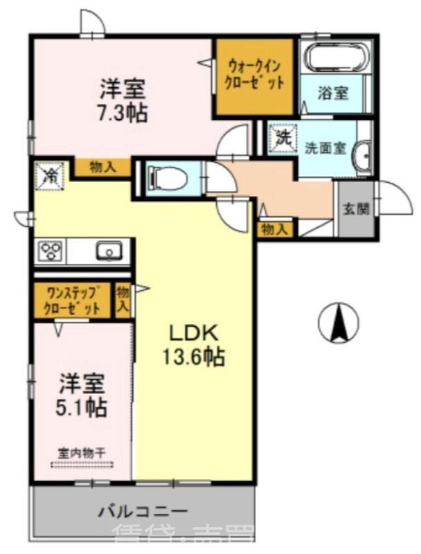 ル・フルーレ(2LDK/2階)の間取り写真