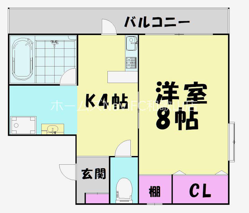 ＪＲ和歌山線 名手駅 徒歩22分 3階建 築28年(1K/1階)の間取り写真