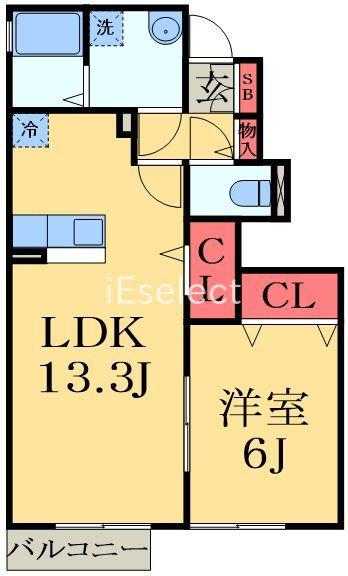 RIVER PALACE(1LDK/1階)の間取り写真