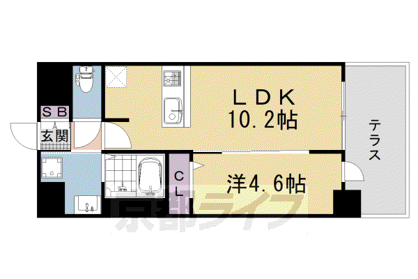 CREST TAPP 京都太秦天神川 DEX II(1LDK/1階)の間取り写真