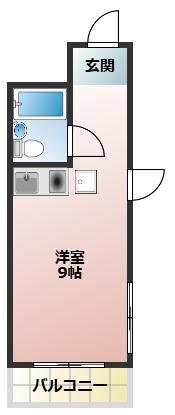 FKハイム(ワンルーム/4階)の間取り写真