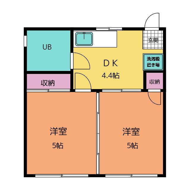 第1川瀬ビル(2DK/3階)の間取り写真