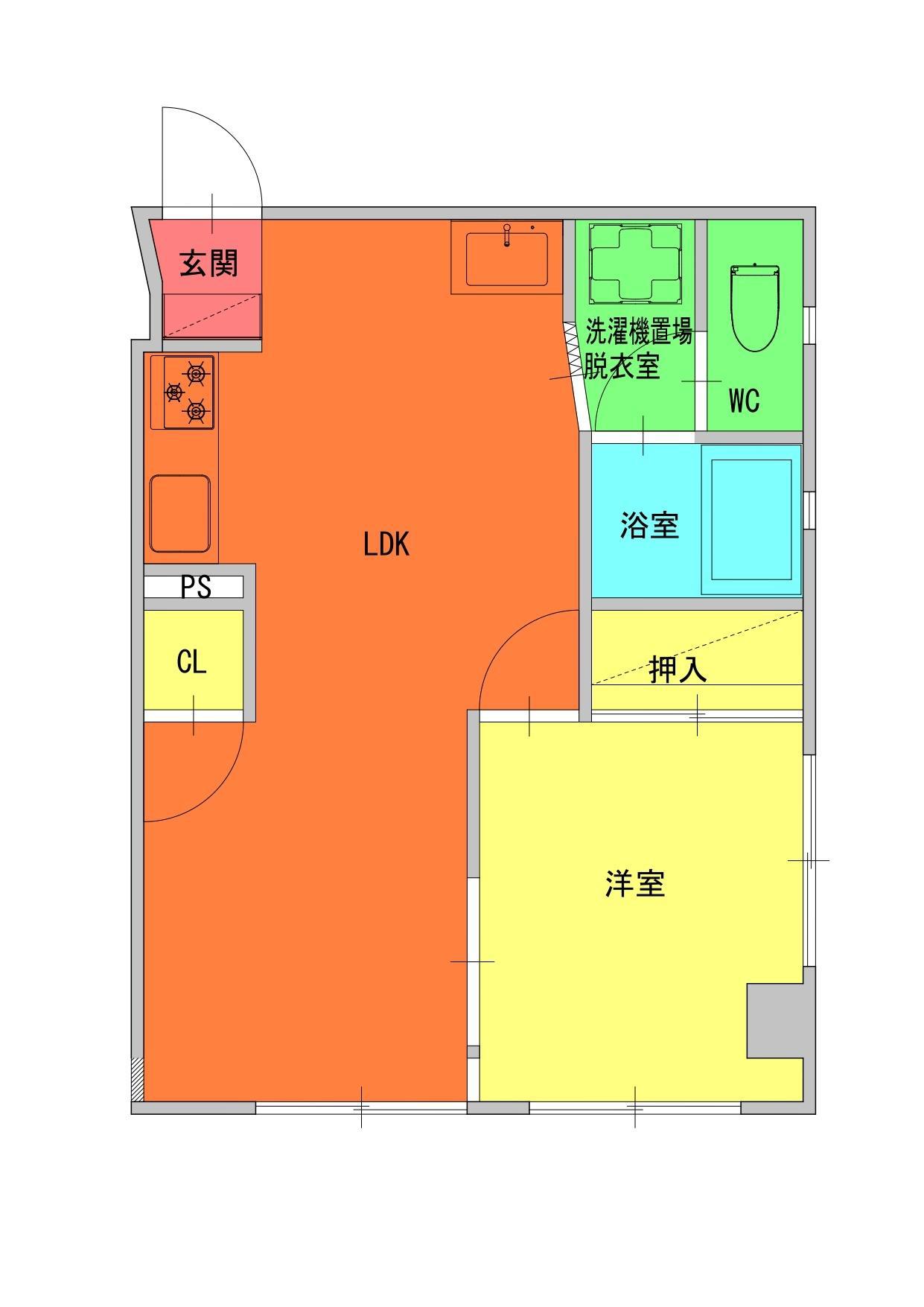 大門ビル(1LDK/5階)の間取り写真