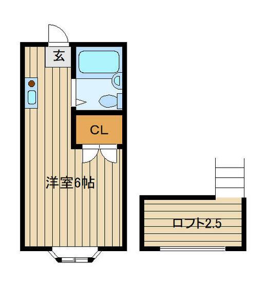 サンライフ大山(ワンルーム/2階)の間取り写真