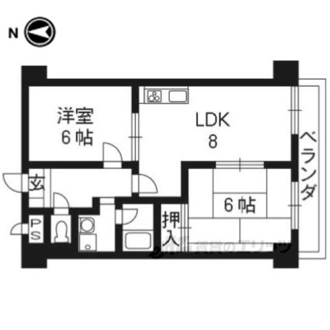 グランドビル21(2DK/9階)の間取り写真