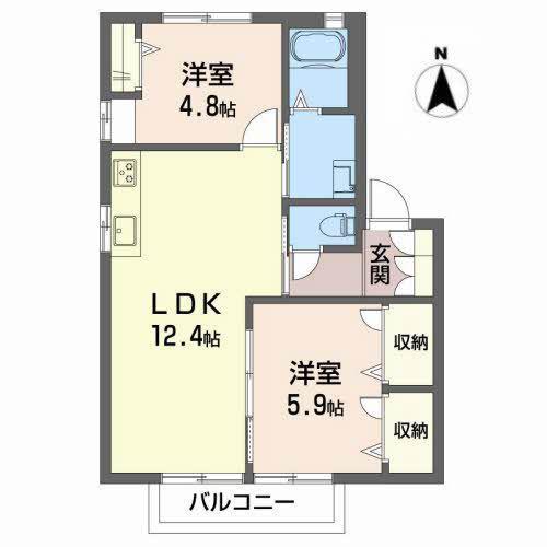 ビバーラ石井(2LDK/2階)の間取り写真