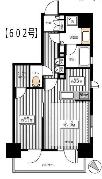 オープンレジデンシア四谷坂町(1LDK/6階)の間取り写真