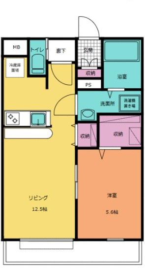 ソシア坂下町(1LDK/3階)の間取り写真