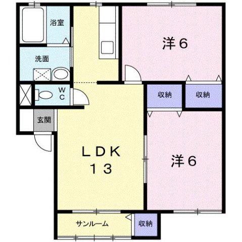 メゾンアルファC(2LDK/2階)の間取り写真